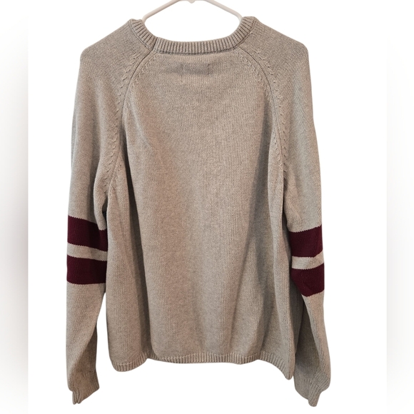 PACSUN X FORD HEATHERED GREY STRIPED CREW NECK SWEATER. SIZE LARGE. - Picture 3 of 9